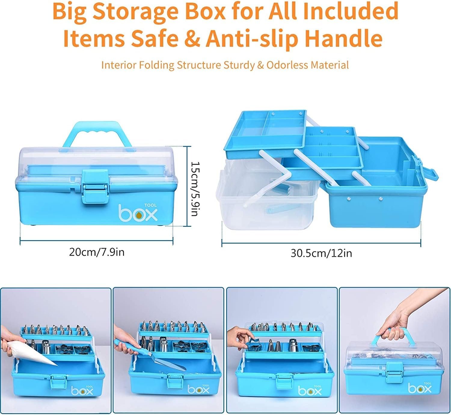 Cake Decorating Tools Supplies Kit: 236pcs Baking Accessories with Storage Case - Piping Bags and Icing Tips Set - Cupcake Cookie Frosting Fondant Bakery Set for Adults Beginners or Professional, Blue - Image 4