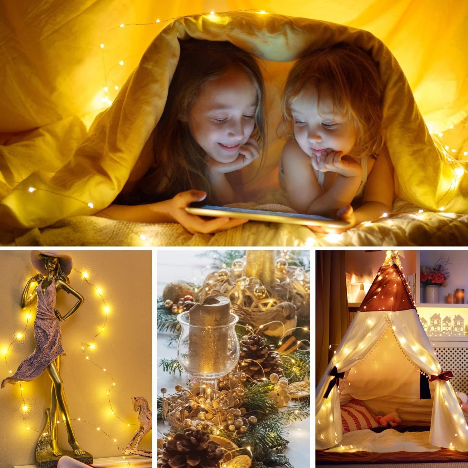 5 Pack Fairy Lights Battery Operated, 7 Feet 20 Led String Lights with Timer, Waterproof Firefly Lights on Silver Wire for Home Party Wedding Christmas Decorations, 6 Hours on/18 Hours Off, Warm White - Image 8