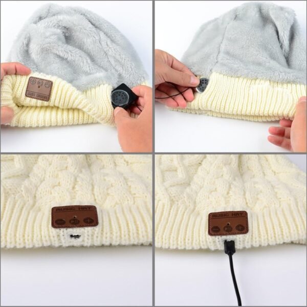 Wireless Music Beanie Hat with Bluetooth Headphones Speaker Mic Winter Warm Skull Running Knit Cap for Men Women - Image 4
