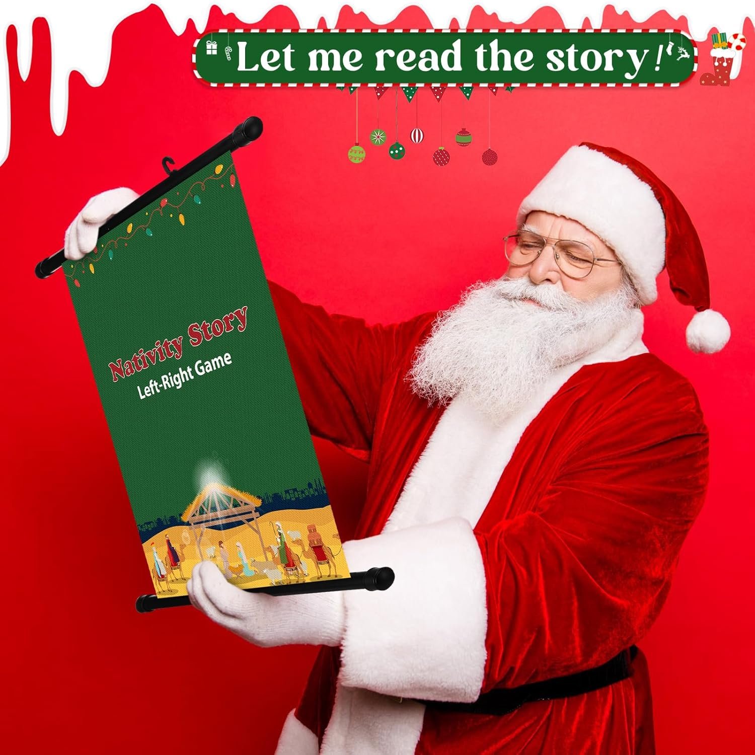 Syhood Christmas Pass The Gift Game Christmas Left Right Game Exchange Game Christmas Hanging Scroll Decoration for Wall Nativity Game Christmas Religious Game (Religious) - Image 6