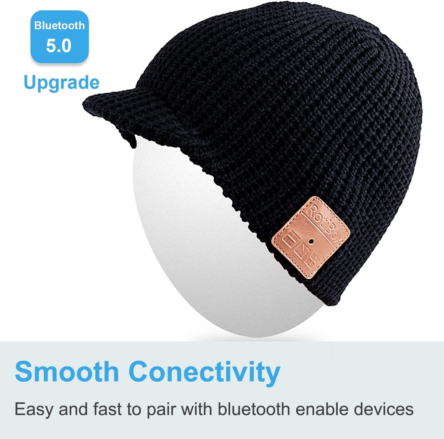 Rotibox Winter Outdoor Sport Trendy Bluetooth Beanie Hat Cap with Wireless Stereo Headphone Headset Speaker Mic Hands Free Compatible with iPhone Samsung Android Cell Phones, Black - Image 7
