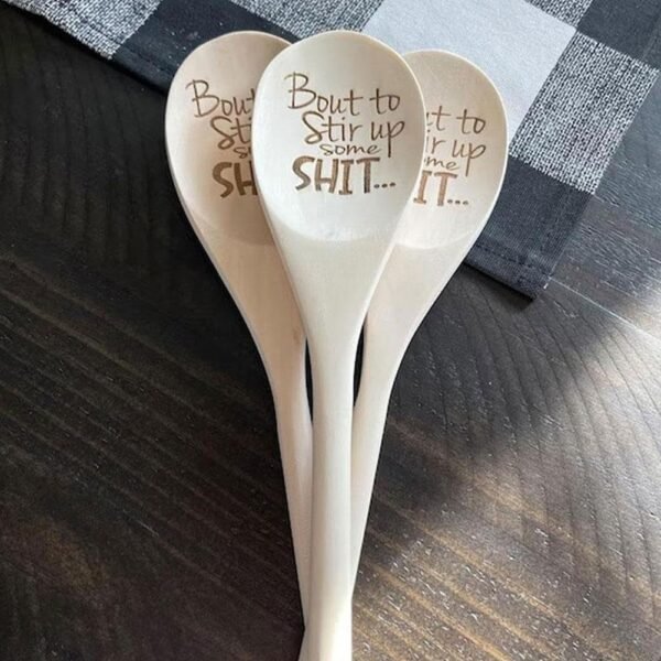 1 Pcs Christmas Gift Funny Spoons, Bout to Stir Up Some Shit Funny Wooden Spoons,Funny Wooden Spoons,Christmas Holiday Prank Gag Gift - Image 5