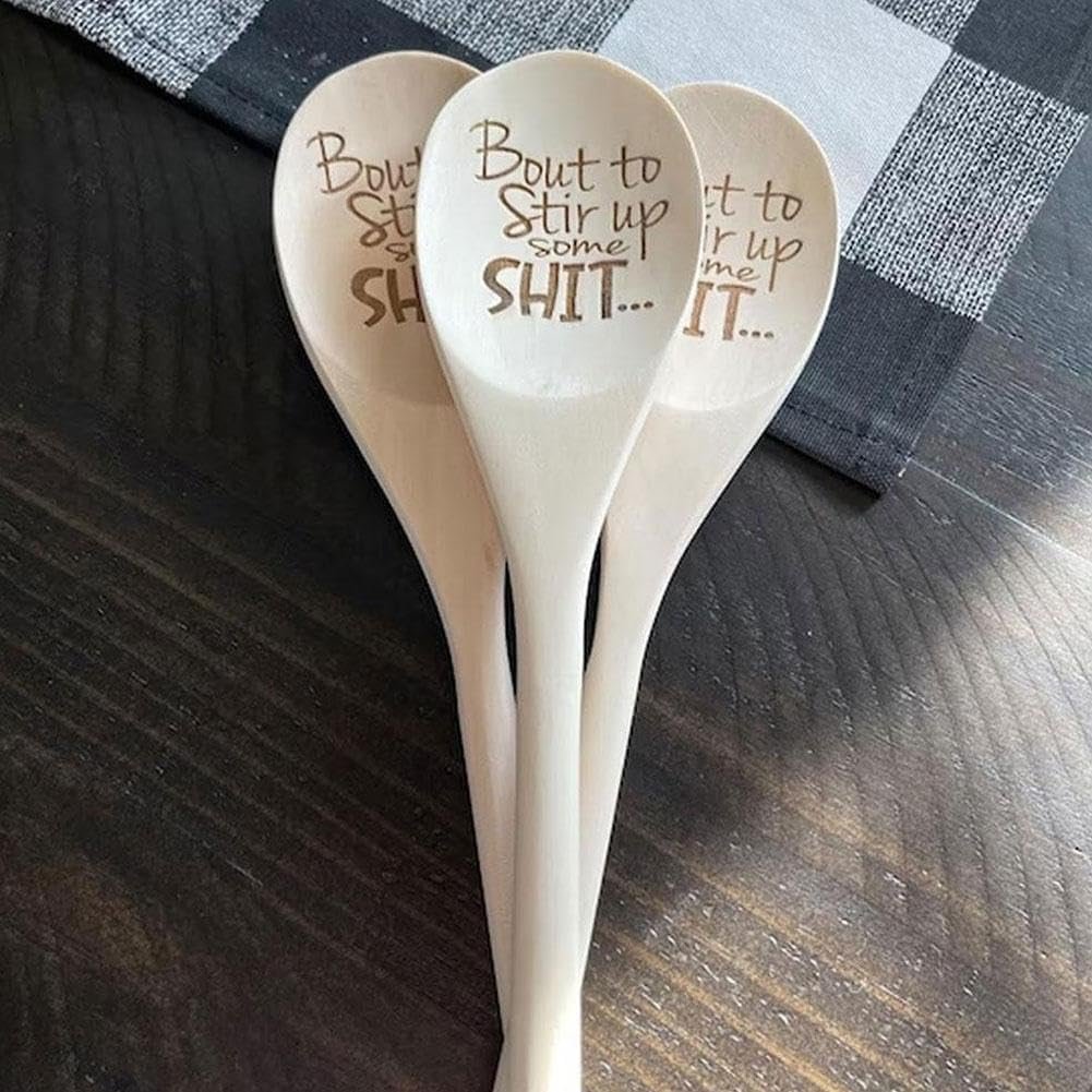 1 Pcs Christmas Gift Funny Spoons, Bout to Stir Up Some Shit Funny Wooden Spoons,Funny Wooden Spoons,Christmas Holiday Prank Gag Gift - Image 5