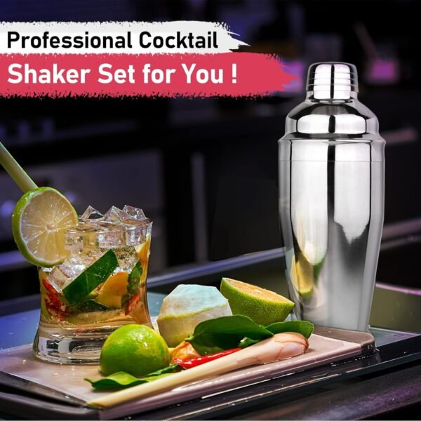 Cocktail Shaker 25oz Martini Shaker Bar Shaker Drink Shaker Bar tools with Built-In Strainer for Bartender, Professional 18/8 Stainless Steel Margarita Mixer for Mixed Drinks - Image 9