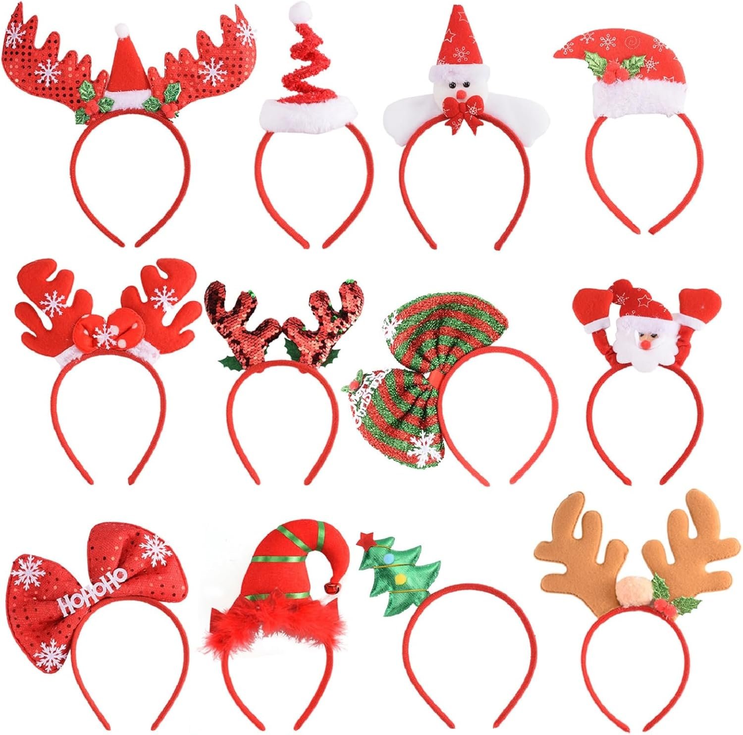 12 PCS Holiday Headbands,Cute Christmas head hat toppers,Great Fun and Festive for Christmas Party Favors Holiday Favors Christmas photos booth - Image 2