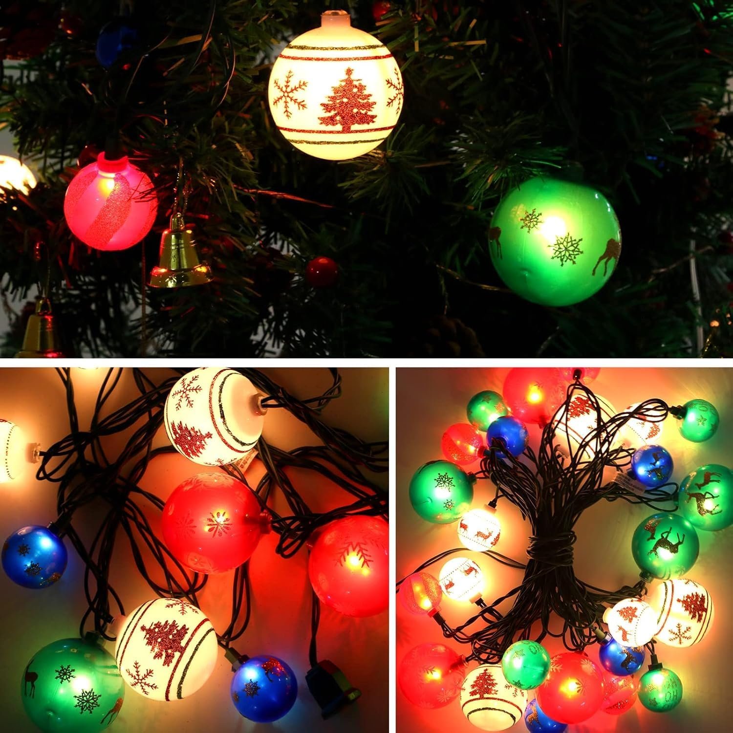 Christmas Ball Ornament Lights,28ft 25 Bulbs Christmas Tree Lights, Indoor Christmas String Lights,Plug in Expandable Wire Lights for Christmas Holiday Party - Image 3