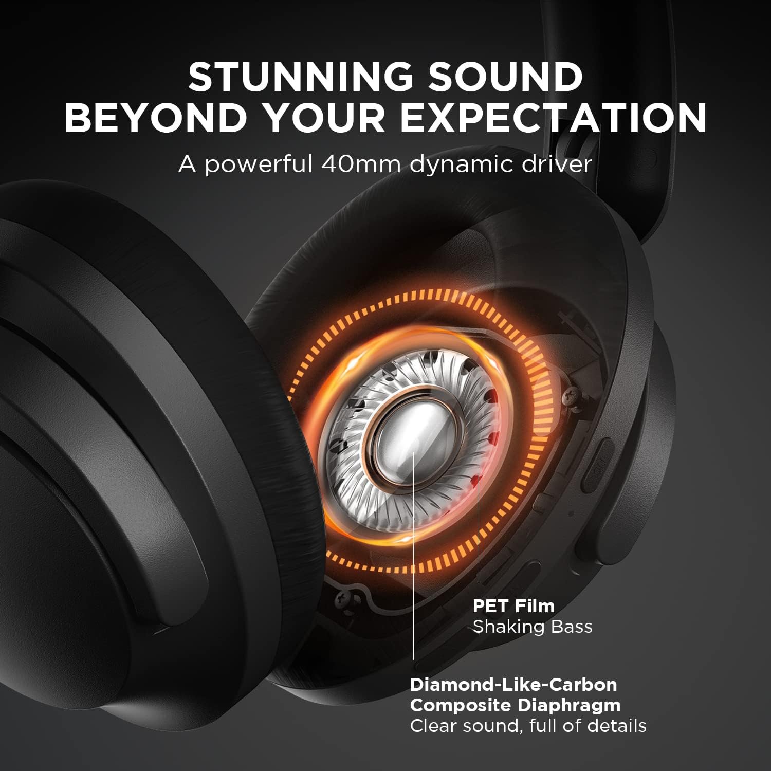 1MORE SonoFlow Active Noise Cancelling Headphones, Bluetooth Headphones with LDAC for Hi-Res Wireless Audio, 70H Playtime, Clear Calls, Preset EQ Via App, Black - Image 4