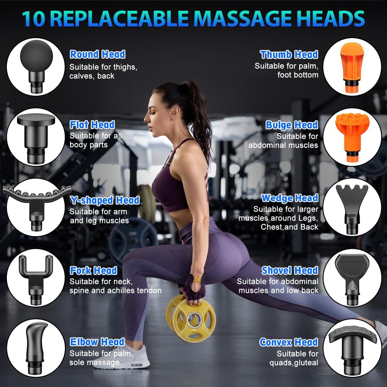 TOLOCO Massage Gun, Deep Tissue Back Massage for Athletes for Pain Relief, Percussion Massager with 10 Massages Heads & Silent Brushless Motor, Black - Image 6