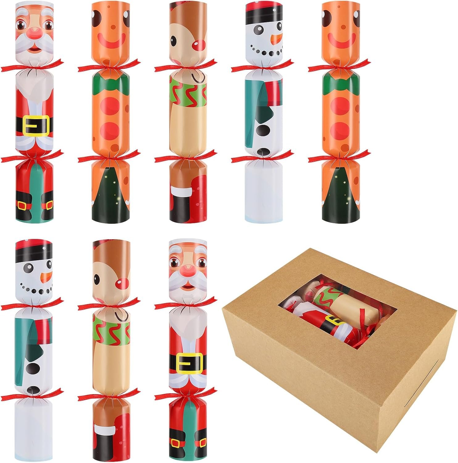 8 Pack Christmas Crackers - Christmas No-snap Party Table Favors, with Seal, Joke & Little Gift Inside, Tradition Fun Christmas Poppers for Granddaughter Xmas Gift Crakers Fiesta Christmas Party Decor - Image 2