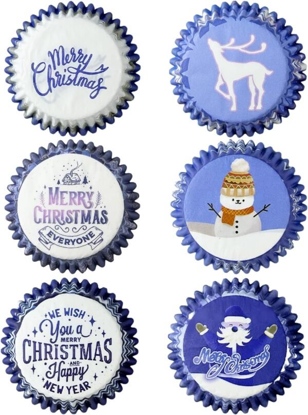 qiqee Christmas Mini 300PCS Gradient Cupcake Liners Cupcake Cups 6 Designs Cupcake Papers Baking Cups Cupcake Wrappers (Small Size) - Image 3