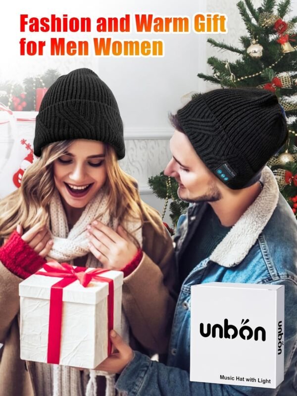 Gifts for Men, Bluetooth Beanie for Men, Christmas Stocking Stuffers for Men Unique, Beanie with Bluetooth Headphones, Cool Tech Gifts for Teen Boys Dad Husband Boyfriend Him Women - Image 3