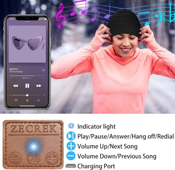 Bluetooth Hat Beanie,Gifts for Men Women,Unique Tech Christmas Stocking Stuffer Gifts for Teenage Teen Boy Teen Girl Him Her - Image 6