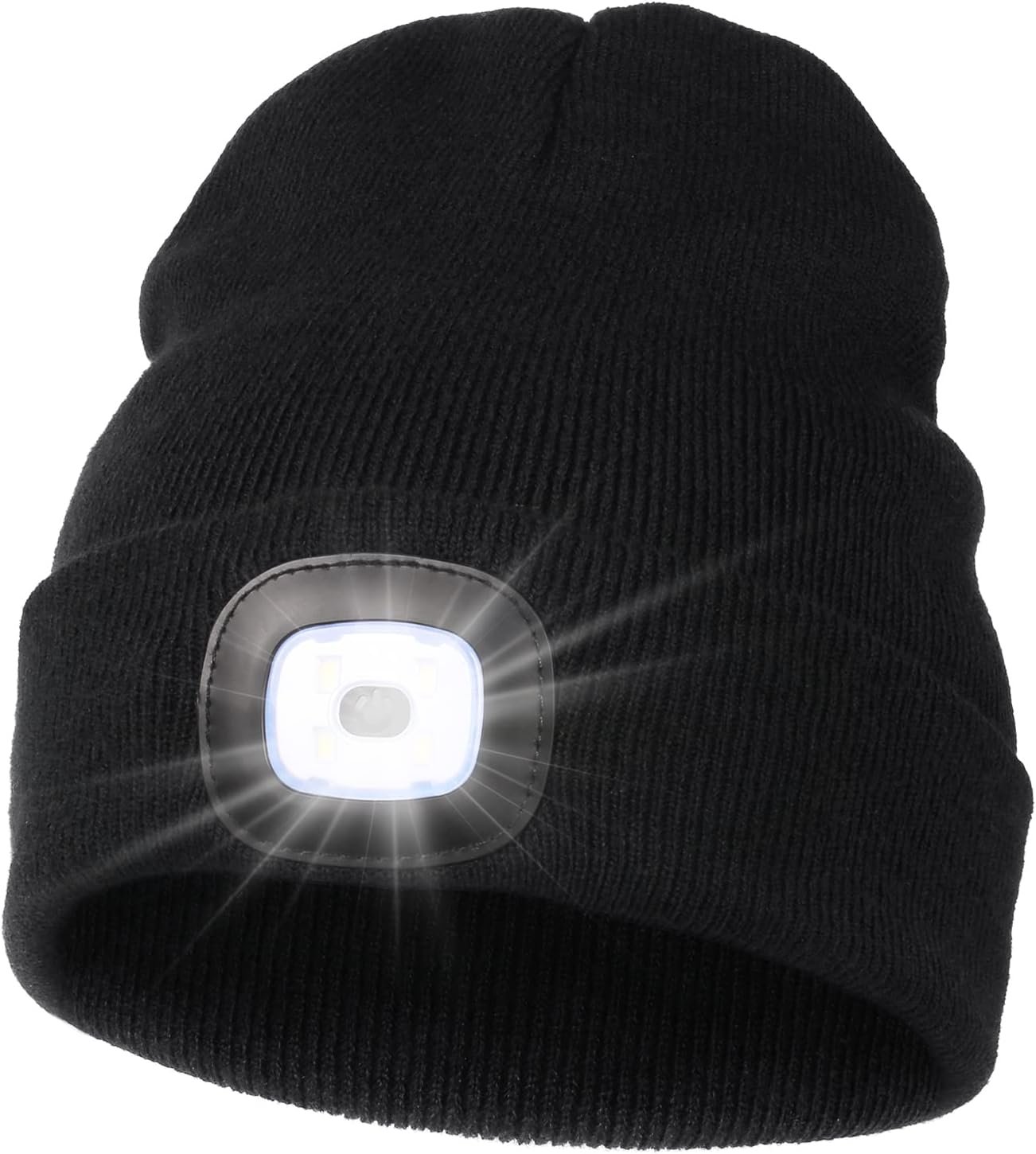 MELASA Unisex Hat with Light, USB Rechargeable Hands Free Headlamp LED Beanie, Winter Gifts for Men Dad Father Husband Him - Image 2