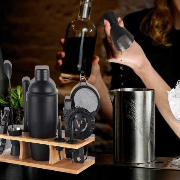 Bartender Kit 11-Piece Cocktail Shaker-Muddler for Cocktails 25oz Boston Shaker-Bar Accessories with Stylish Bamboo Stand Mix Drink Shaker kit Perfect Martini kit with Cocktail Recipes Booklet - Image 3