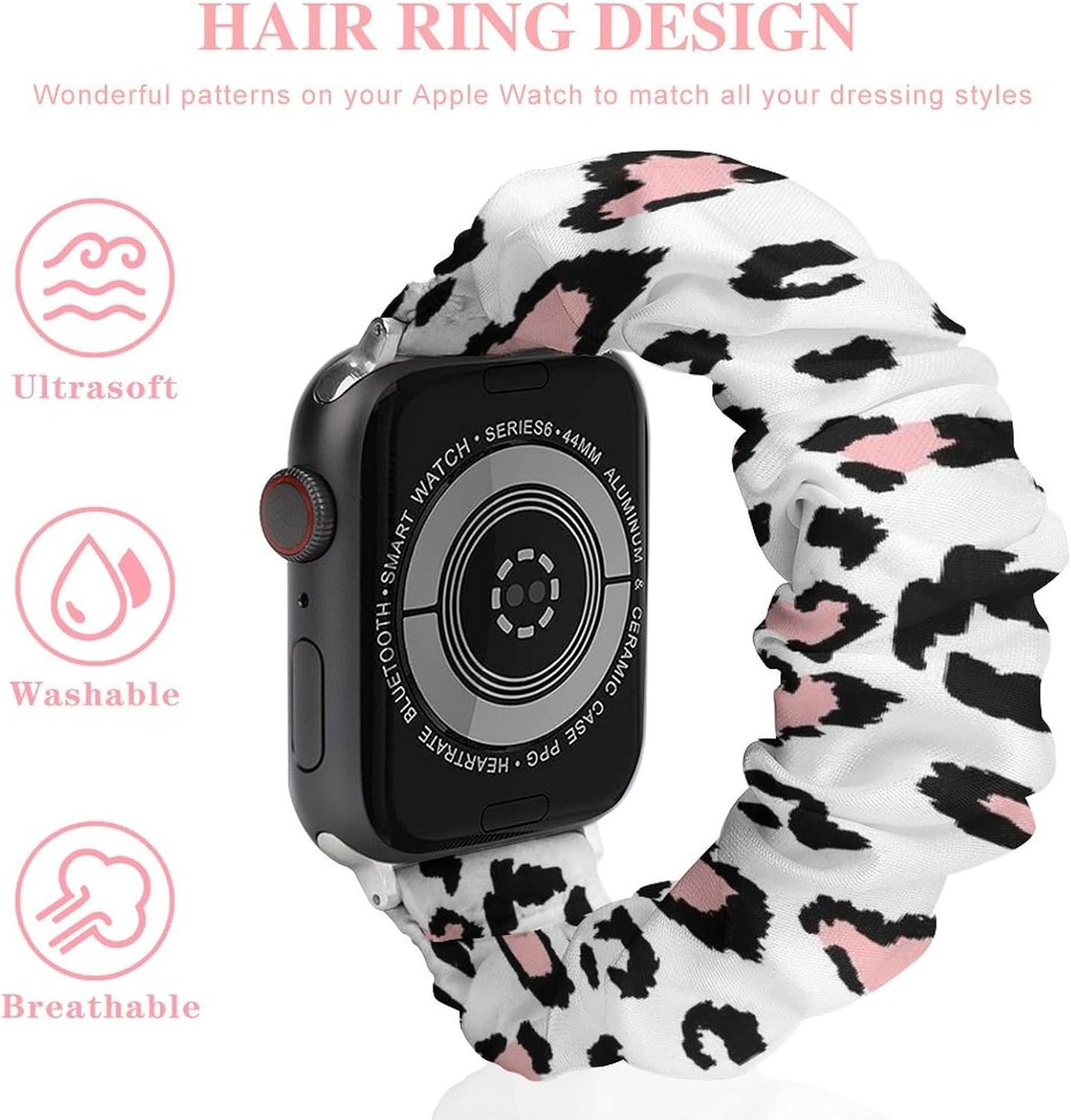 Watch Bands Elastic Wristbands for Women, Replacement Scrunchie Watch Straps Compatible with IWatch Series 6/5/4/3/2/1 - Image 4