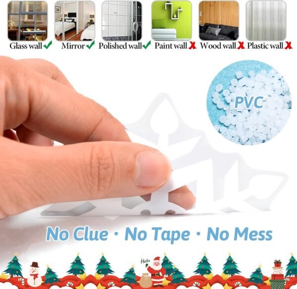 284 Pcs Christmas Window Clings Christmas Window Stickers Snowflake Window Clings Decals for Christmas Decorations Holiday Decorations Ornaments Party Supplies 9 Sheets - Image 6