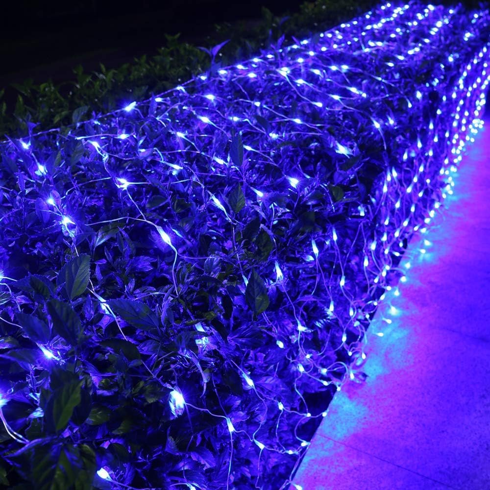 Joomer 12ft x 5ft 360 LED Christmas Net Lights, 8 Modes Bush Mesh Lights Connectable, Timer, Waterproof for Christmas Trees, Bushes, Garden, Outdoor Decorations (Clear Wire, Blue) - Image 2
