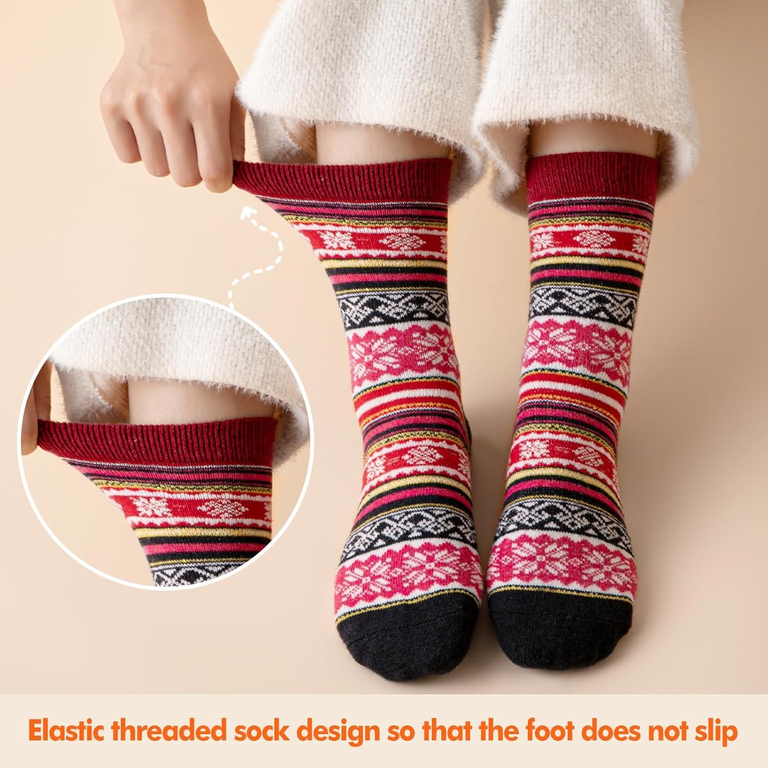 Trifabricy Wool Socks - Vintage Winter Warm Wool Socks for Women, Soft Cozy Socks, Thick Knit Boots Socks Gifts for Women Men - Image 3