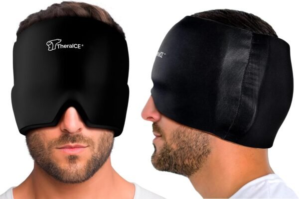 TheraICE Migraine Relief Cap, Soothing Headache Hat Ice Pack Mask, Face Cold Compress Cooling Gel Head Wrap Products for Tension, Stress & Hangover - Image 3