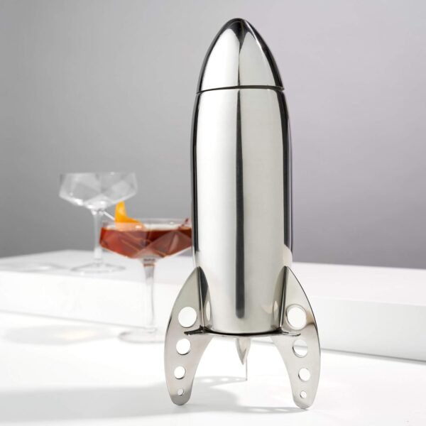 Viski Rocket Cocktail Shaker with Strainer Bar Set, Martini Shaker, Mixed Drink Shaker, Stainless Steel Cocktail Shaker, Bartending Tools, 24oz - Image 6