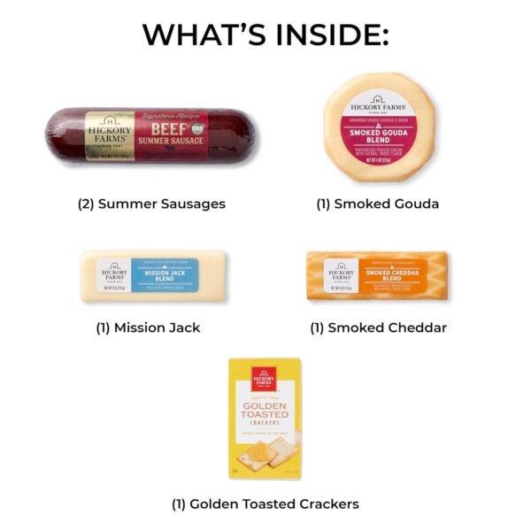 Hickory Farms Signature Beef Meat and Cheese Gift Basket (Medium) - Food Gift Box | Charcuterie Board Food - Summer Sausage and Cheese | Christmas Gift Basket | Holiday Gift Basket | Housewarming Gift - Image 4