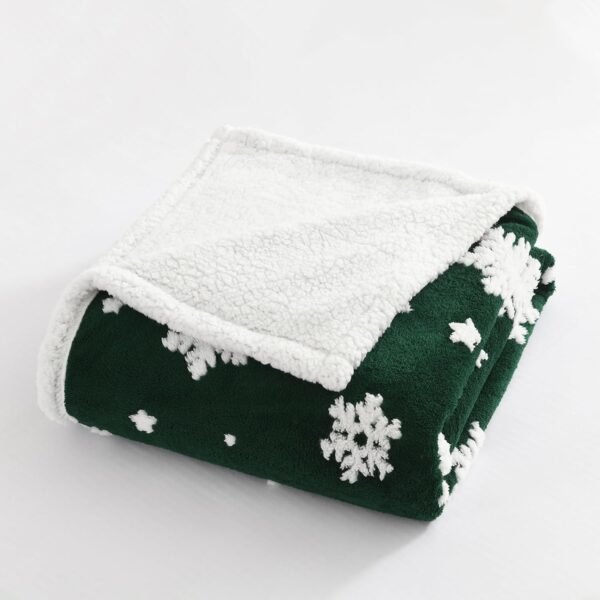 Ultra Soft Cozy Christmas Sherpa Throw Blanket,Snowflake Xmas Tree Pattern Jacquard Craft, Lightweight Warm Decorative Holiday Throw Blanket Cover for Couch, Bedroom,Travel, Outdoor, Green,50”x60” - Image 8