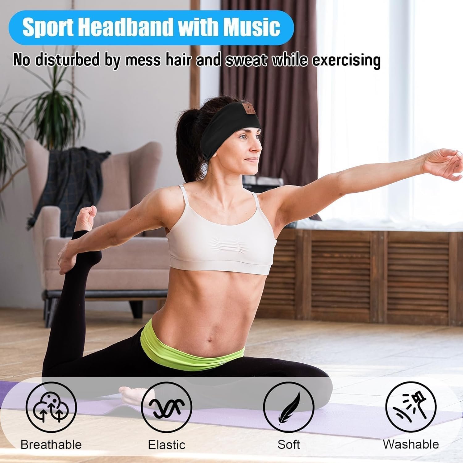 2-Pack Sleep Headphones Bluetooth Headband, 2024 New Headband Headphones with Ultra-Thin Speakers, Band Headphones for Side Sleepers, Running, Insomniac, Travel, Meditation(Black&Grey) - Image 5