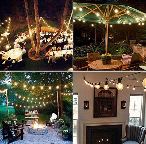 25Ft LED String Lights, G40 Outdoor Patio String Lights with 27 Shatterproof LED Clear Globe Bulbs, Indoor&Outdoor String Lights for Patio Garden Backyard Bistro Pergola Tents Gazebo Decor, White Wire - Image 8