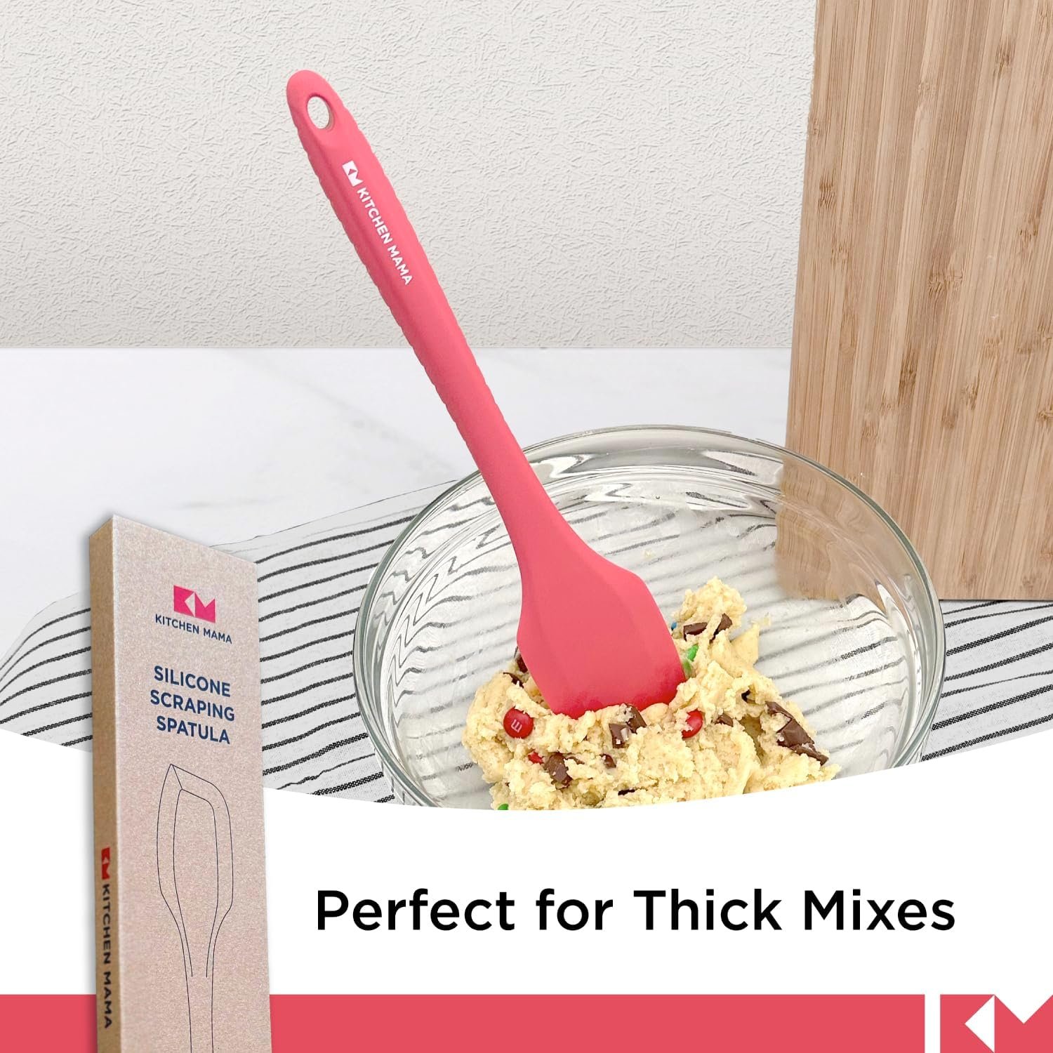 Kitchen Mama Silicone Spatula: Platinum Heat-Resistant Silicone For Cooking & Flipping, Flexible & Beveled Edge, One Piece Spatula For Scraping & Mixing, Dishwasher-Safe Baking Spatula (Red) - Image 8