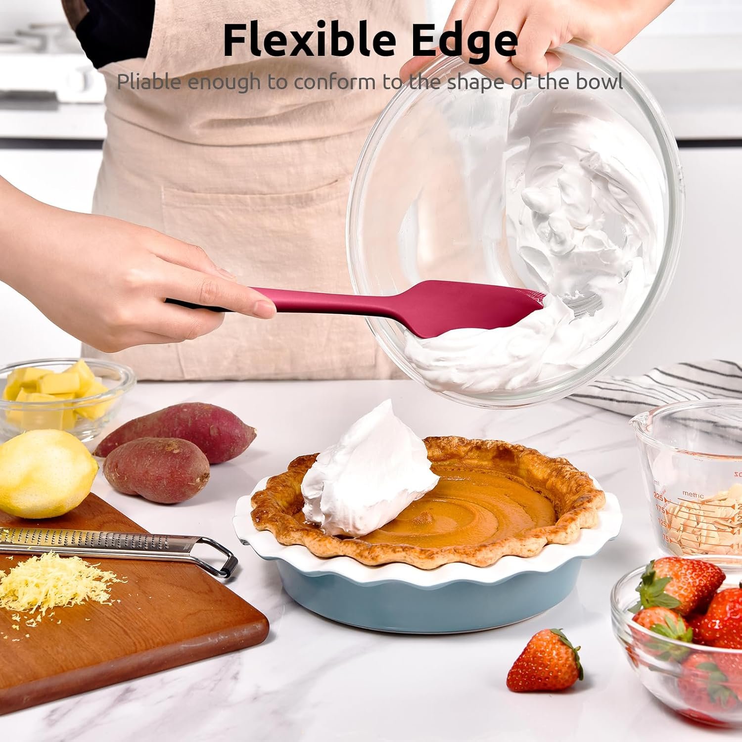 600ºF Heat Resistant Silicone Spatulas: U-Taste Upgraded Flexible Food Grade Silicon Baking Scraper, Food Grade Rubber Kitchen Cooking Mixing Utensils for Nonstick Cookware Set of 4 (Multicolors) - Image 5