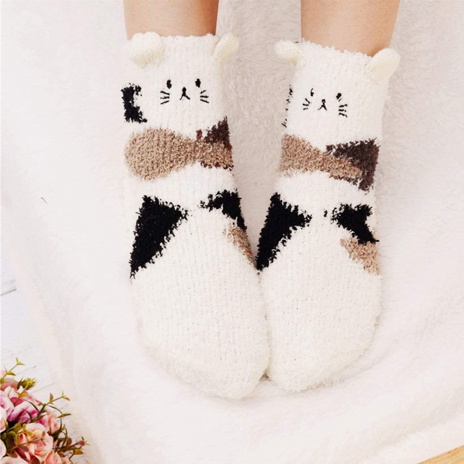 Loritta 3 Pairs Womens Fuzzy Socks Winter Warm Fluffy Soft Slipper Home Sleeping Cute Animal Socks - Image 6
