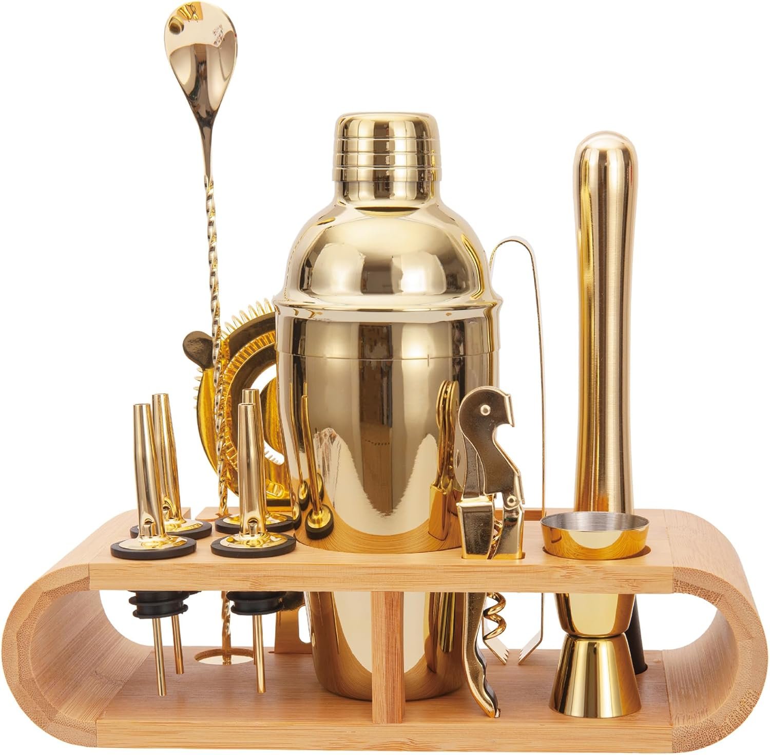 12Pcs-Cocktail Shaker Set Stainless Steel Bartending Kit 18.6oz Cocktail Bar Set Cocktail Mix Drink Making Kit Professional Bar and Home Drink Bar Tools for Bartender(Gold, 12Pcs) - Image 2