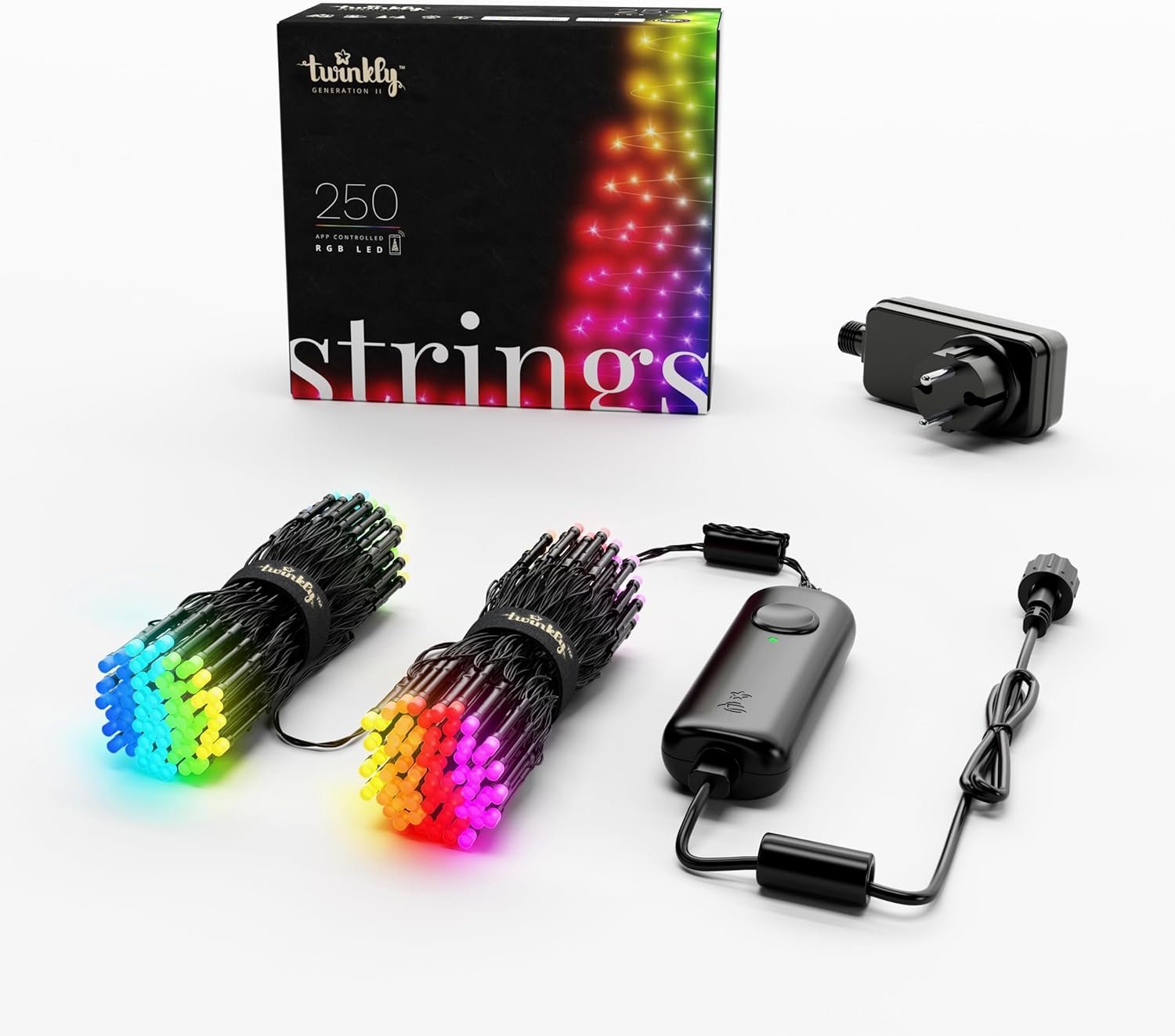 Twinkly Strings 250 LED RGB, Including White, LED Light String for in-and Outdoor, Christmas Lights, Smart LED Lights, Mappable LEDs, Compatible with Alexa, Google Home, IP44, Green Wire, 65ft - Image 2