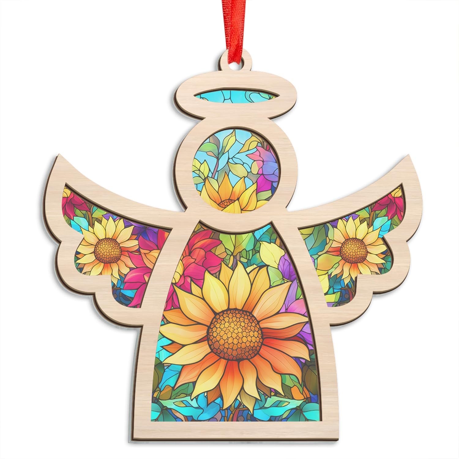 Angel Sunflower Gifts, Christmas Ornaments 2024 - Sympathy Gifts for Loss of Loved One, Pet Bereavement Gift Ideas, Miscarriage Memorial Gifts - Christmas Tree Decoration Suncatcher Ornaments - Image 2
