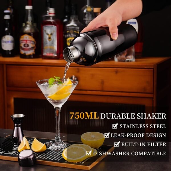 Bartender Kit with Bamboo Stand, 12 Piece 25oz Cocktail Shaker Set with All Essential Bar Tools Set for Drink Mixing, Ideal Gifts for Cocktail Lovers, Home Bar Bartending Kit with Cocktail Recipes - Image 5