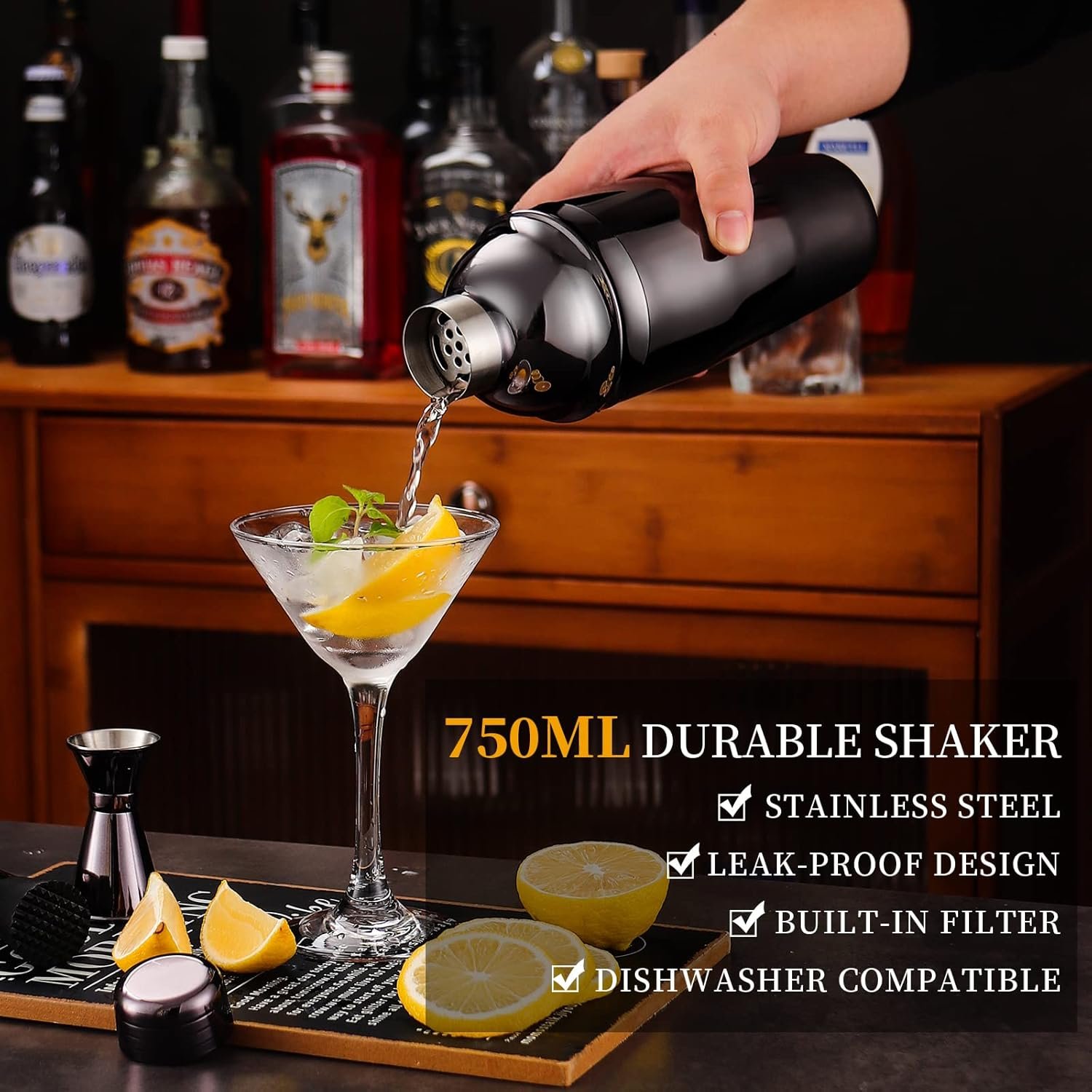 Bartender Kit with Bamboo Stand, 12 Piece 25oz Cocktail Shaker Set with All Essential Bar Tools Set for Drink Mixing, Ideal Gifts for Cocktail Lovers, Home Bar Bartending Kit with Cocktail Recipes - Image 5