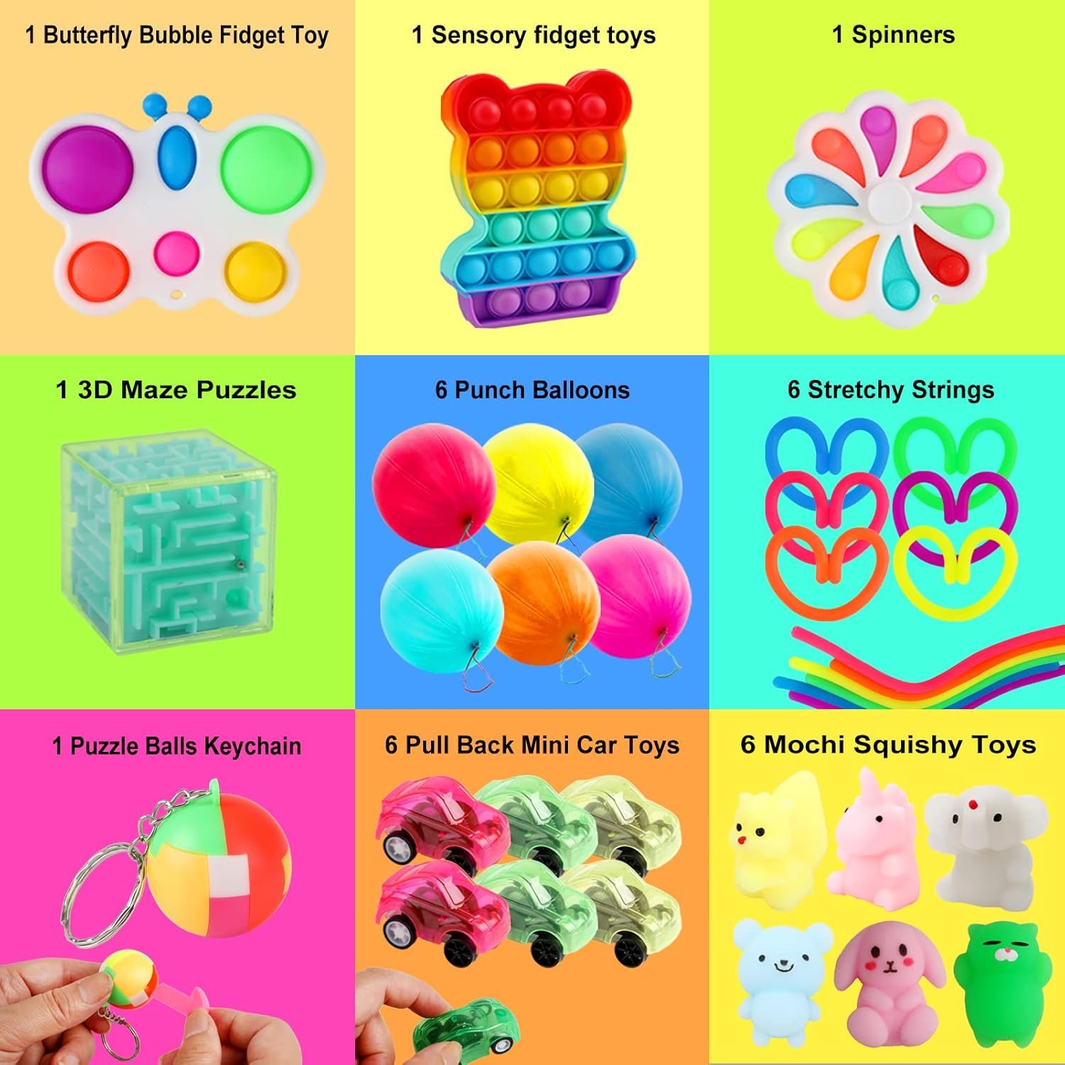100 pcs Fidget Toys Pack, Party Favors For Kids 8-12 Mini Autism Sensory Toy Goodie Bag Pinata Stuffers Treasure Box School Prizes Birthday Party Supplies Halloween Treat Xmas Gifts For Boys Girls 4-8 - Image 5