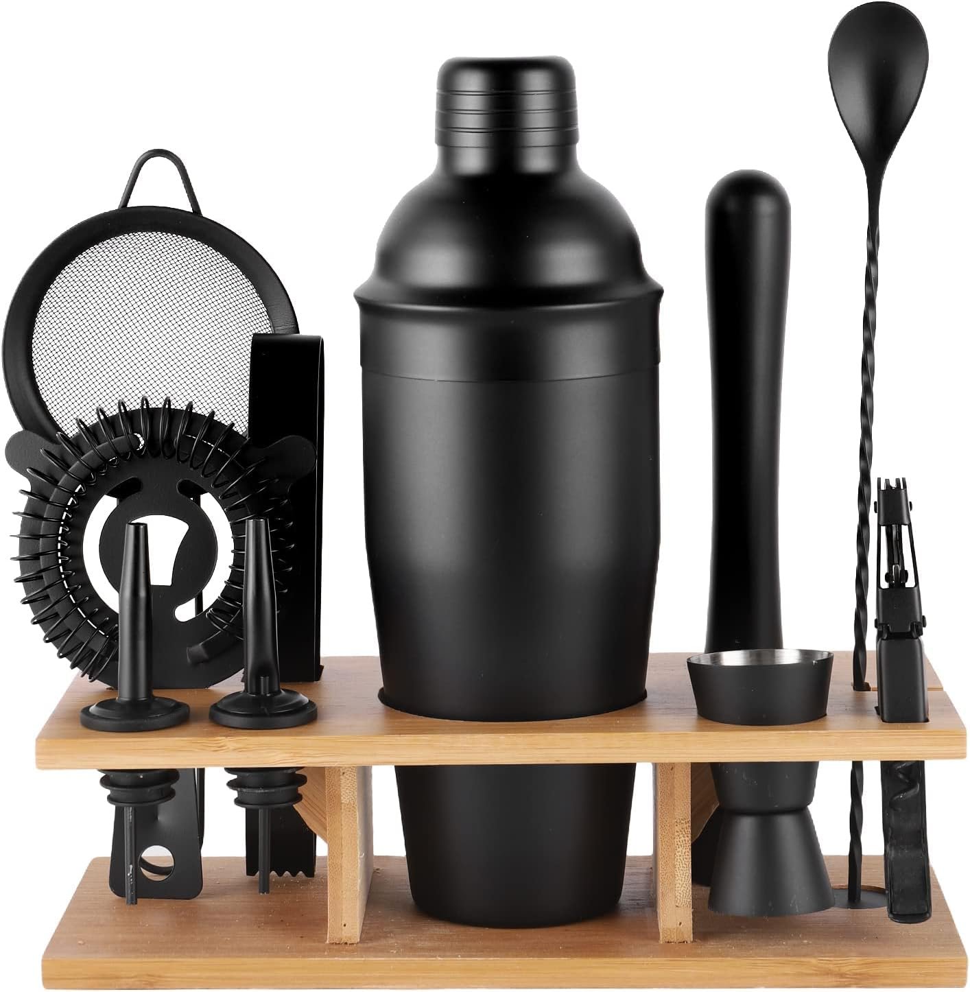 11Pcs-Cocktail Shaker Set Black Bartending Kit 25oz Cocktail Bar Set Cocktail Mix Drink Making Kit Professional Bar and Home Drink Bar Tools for Bartender(Matte Black) - Image 9