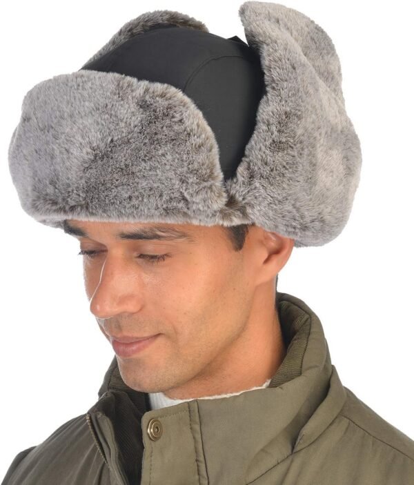 Trapper Hat Winter Warm Hats Russian Fur Hat Ushanka Eskimo Hat Ear Flap with Faux Fur for Men or Women - Image 8