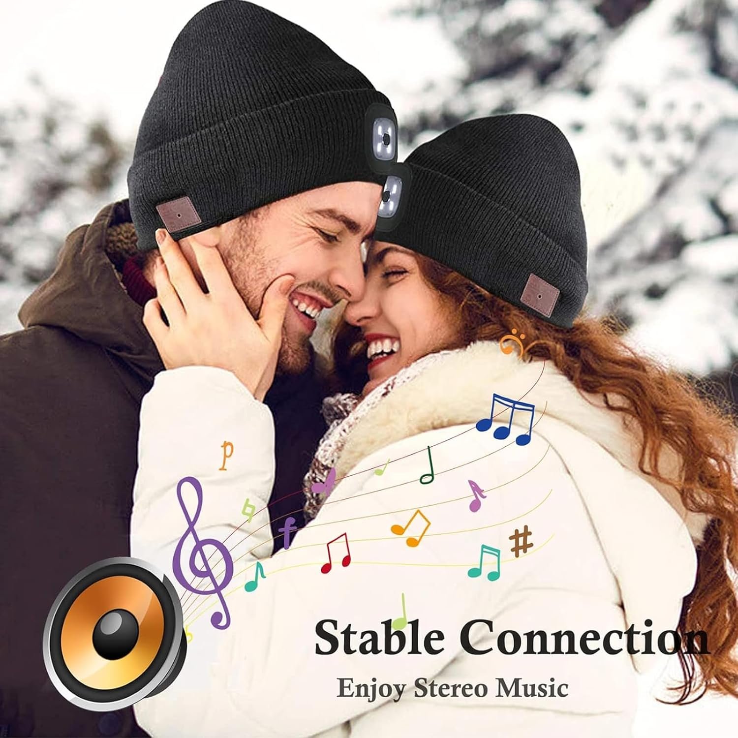 Wireless Beanie Music Hat with Light Unisex Musical Knitted Cap Rechargeable Beanie with Light Built-in Speakers Mic Headphone Beanie Hat Gifts for Men Women Running Camping Fishing - Image 10