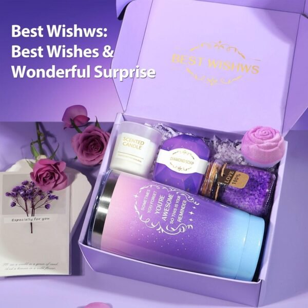 Gifts for Women, Birthday Gifts for Women, Gift Basket Set for Mom, Wife, Girlfriend, Mother, Her - Happy Birthday, Christmas Gift - Lavender Spa Gift Basket Set Christmas Gifts for Women - Image 3