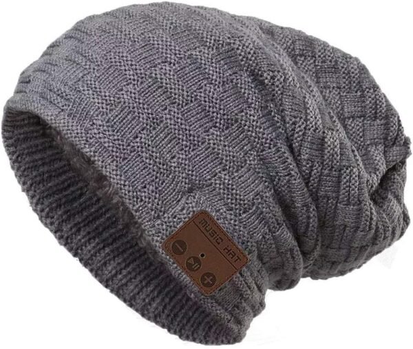 Wireless Beanie Hat with Headphones Smart Beanie Headset Winter Hats Warm Musical Cap 5.0 Headphone Built-in Mic Handsfree for Skiing Skateboarding Jogging for Men Women Boys Girls Dark Grey - Image 2