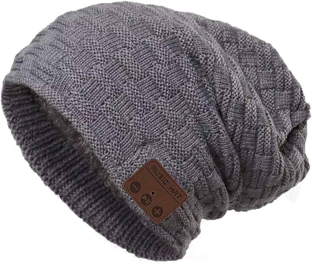 Wireless Beanie Hat with Headphones Smart Beanie Headset Winter Hats Warm Musical Cap 5.0 Headphone Built-in Mic Handsfree for Skiing Skateboarding Jogging for Men Women Boys Girls Dark Grey - Image 2