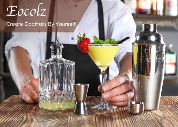 Bartender Kit Cocktail Shaker Set with Stand Bar Tool Bar Set for Drink Mixing Home Bartending Kit 11-Piece Bar Cart Accessories: Martini Shaker, Mixer Spoon, Jigger, Muddler, Strainer & Recipes Gifts - Image 10