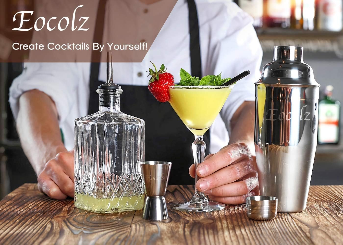 Bartender Kit Cocktail Shaker Set with Stand Bar Tool Bar Set for Drink Mixing Home Bartending Kit 11-Piece Bar Cart Accessories: Martini Shaker, Mixer Spoon, Jigger, Muddler, Strainer & Recipes Gifts - Image 10
