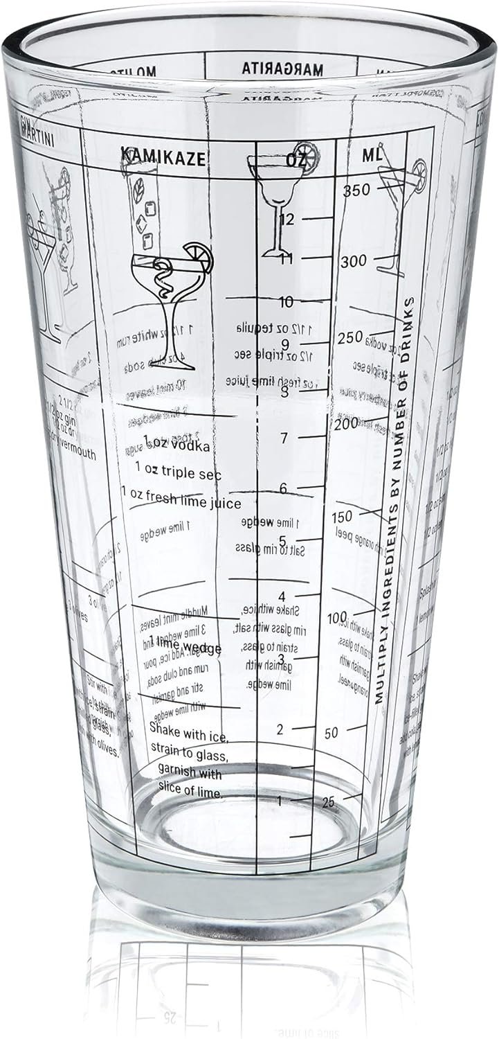 True 3-Piece Barware Set with 7 Cocktail Recipes and Measurements Printed on Mixing, Includes Shaker Tin and Hawthorne Strainer, Glass and Stainless Steel, Assorted - Image 10