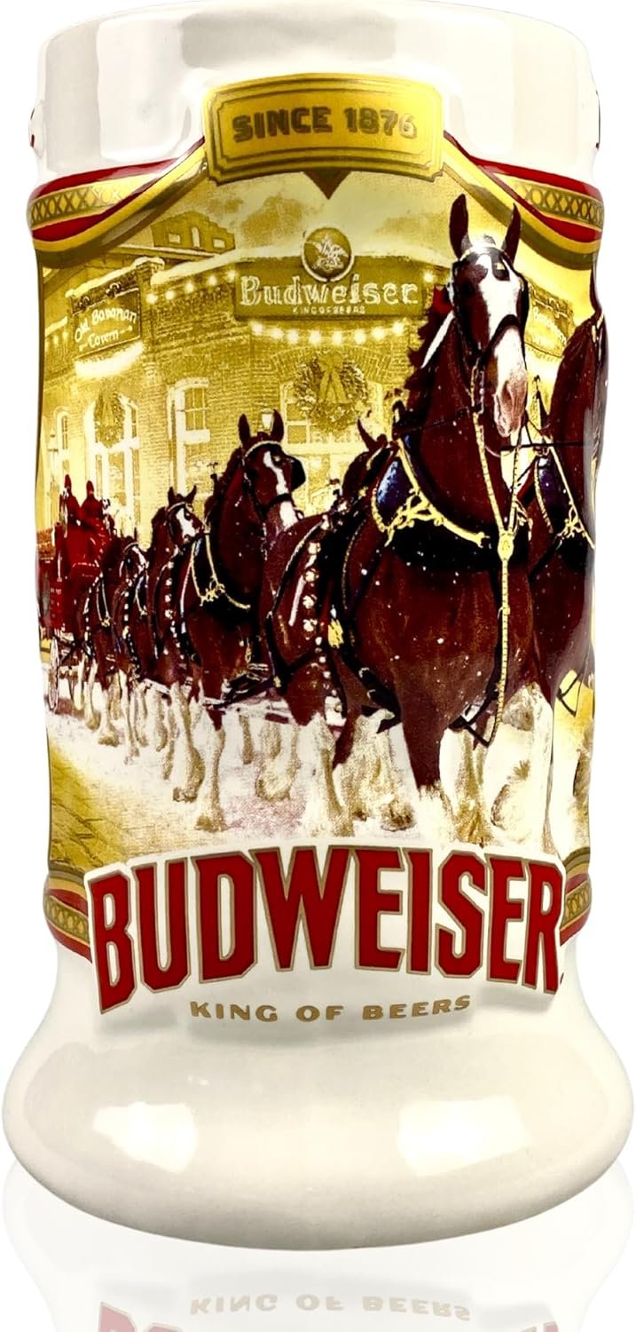Budweiser 2024 91st Anniversary Limited Edition Collectors SERIES #45 Clydesdale Holiday Stein - Ceramic Beer Mug - Christmas Gift for Men, Father, Husband - Collectable Room Decor for Den, Man Cave - Image 9