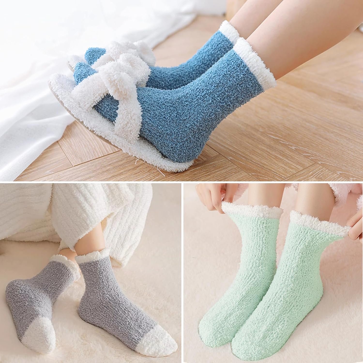 VoJoPi Womens Fuzzy Socks Soft Cozy Fluffy Socks Warm Winter Slipper Plush Socks Home Sleep Socks Christmas Gifts - Image 5