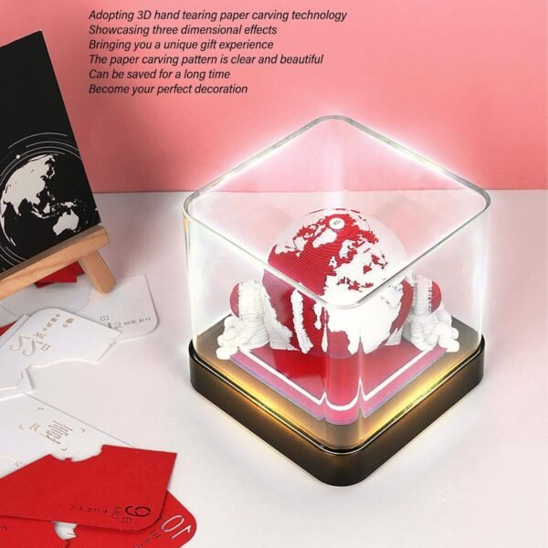 Locadence 3D Memo Pad, 3D Art Calendar Desk Calendar, Multi Functional Paper Carving Calendar Memo Pad for Christmas, Birthday, Holiday (Red) - Image 4