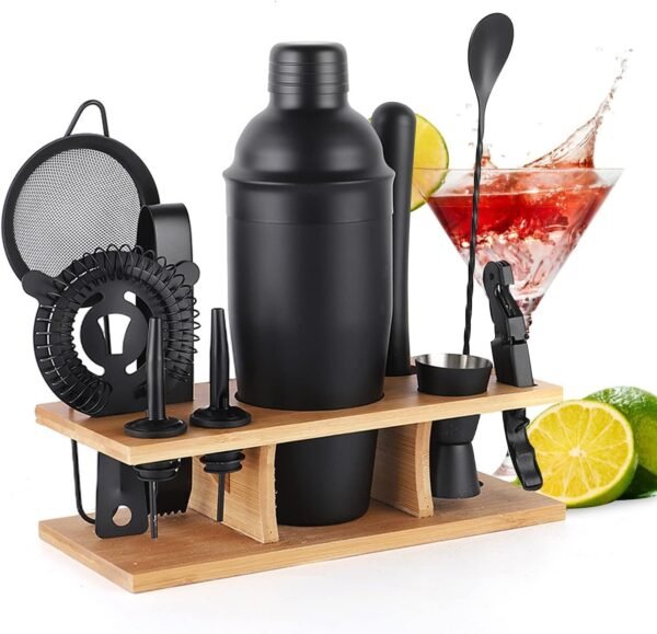 Bartender Kit 11-Piece Cocktail Shaker-Muddler for Cocktails 25oz Boston Shaker-Bar Accessories with Stylish Bamboo Stand Mix Drink Shaker kit Perfect Martini kit with Cocktail Recipes Booklet - Image 2